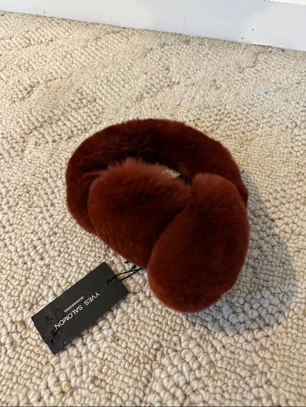 Yves Salomon Rust Brown Plush Ear Muffs